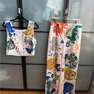Commense Colorful Graphic Pants and Top Set